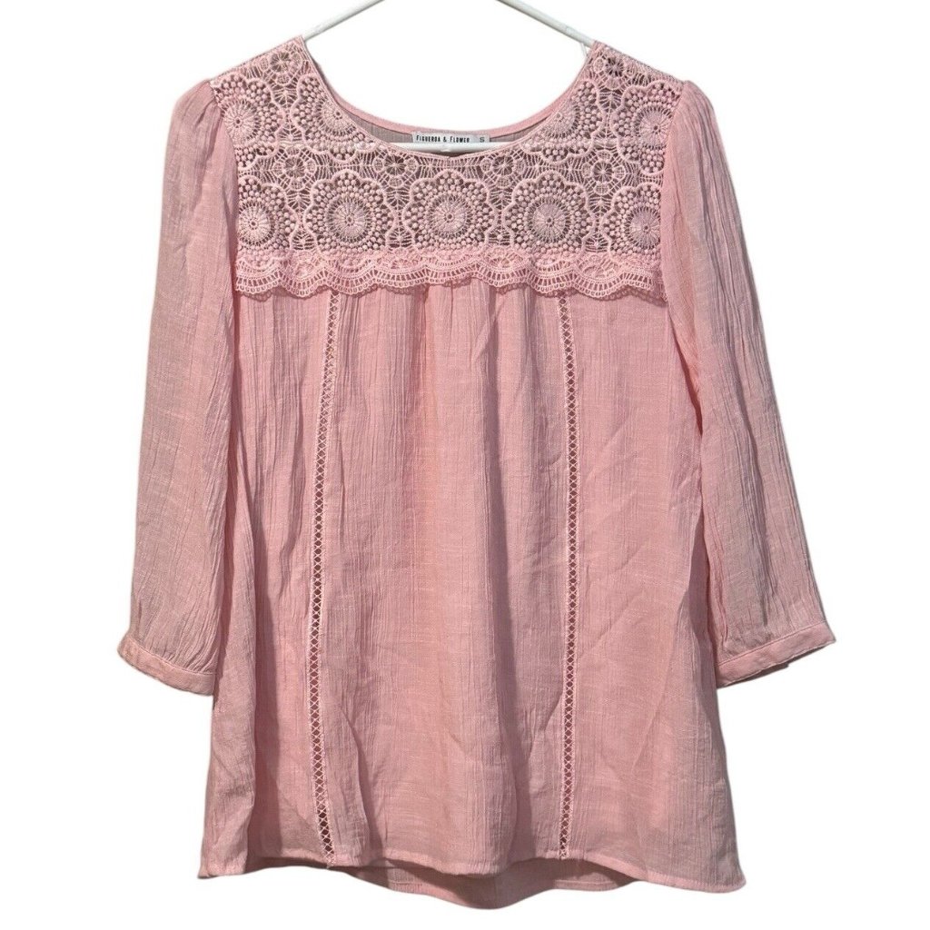 Pink Lace Detail Blouse